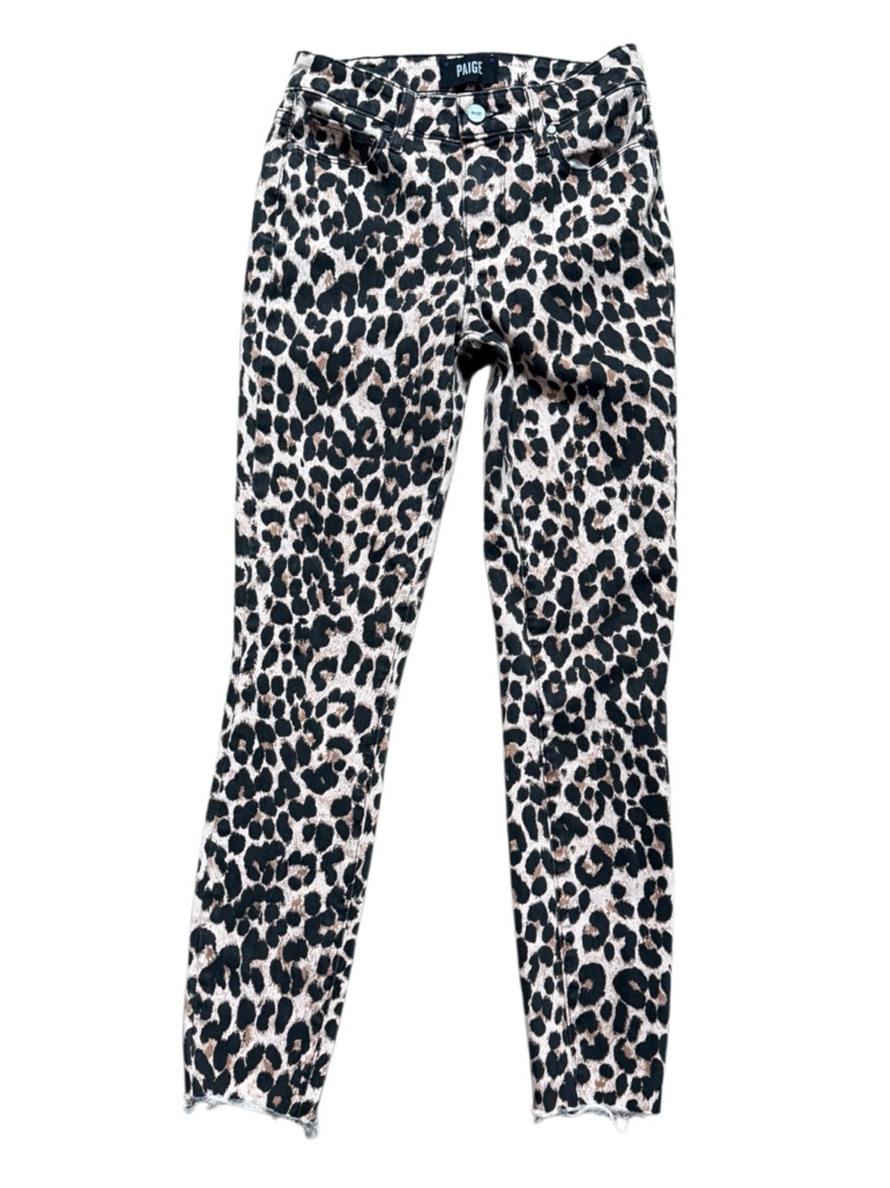 PAIGE Leopard Print Hoxton Ankle Skinny Jeans Size 24
